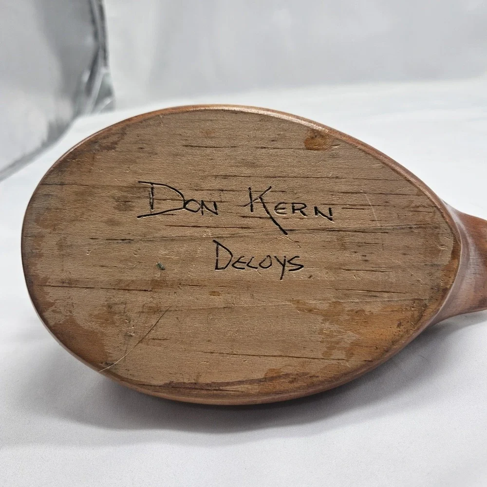 Hand Carved Wooden Duck Decoy Figurine Folk Art Signed‎ DON KERN